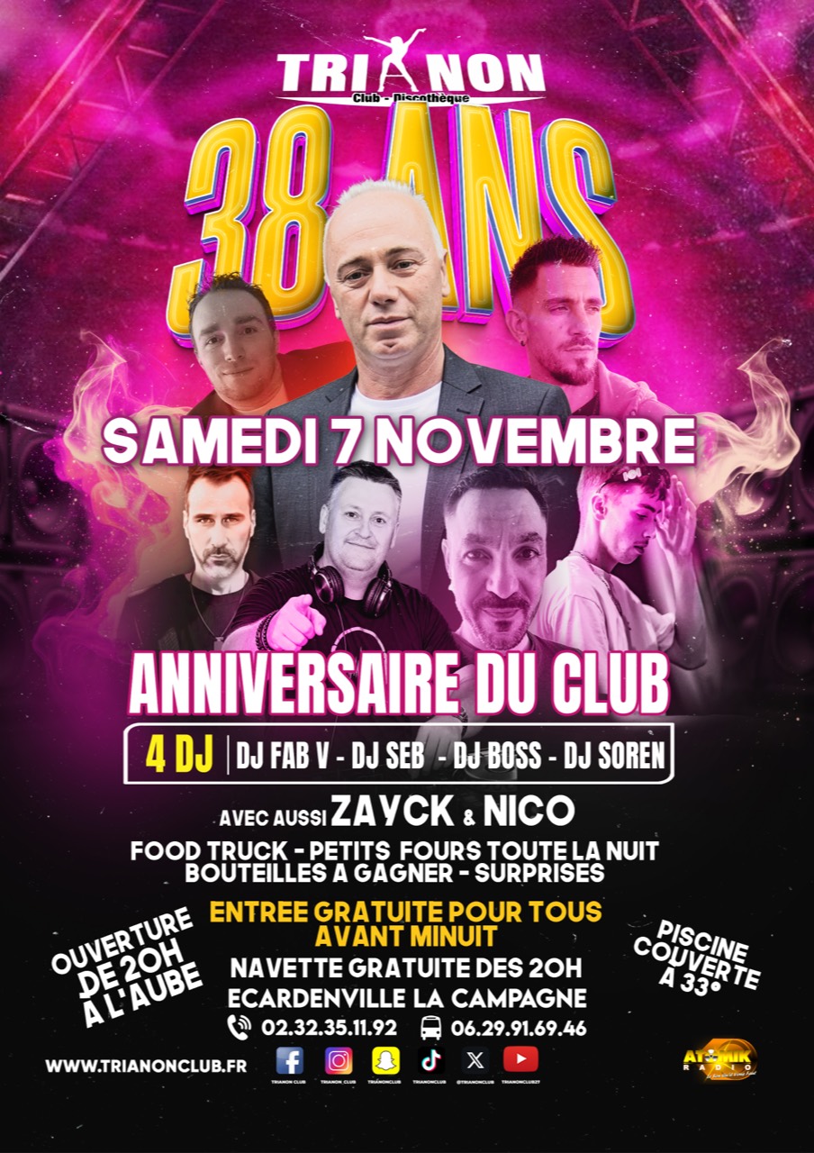 Affiche de la soirée 38 ANS DU TRIANON CLUB